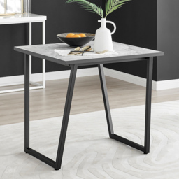 Furniturebox Copeland Cesano Marble Effect 2 Seater Dining Set White Blue and Chrome - Wilko - thumbnail 3