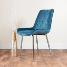 Furniturebox Copeland Cesano Marble Effect 2 Seater Dining Set White Blue and Chrome - Wilko - thumbnail 4
