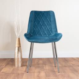Furniturebox Copeland Cesano Marble Effect 2 Seater Dining Set White Blue and Chrome - Wilko - thumbnail 5