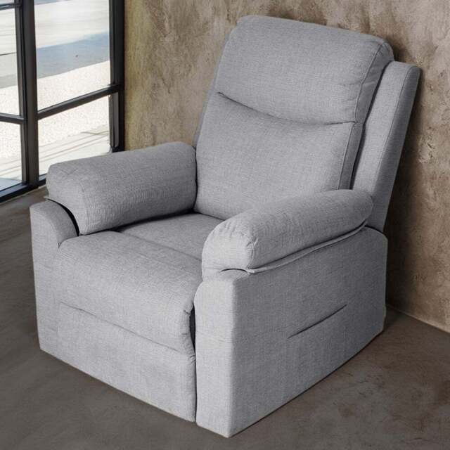 Living and Home Grey Chenille Push Back Recliner Armchair with Footrest - Size: 102 x 75 x 150cm - Wilko - image 1
