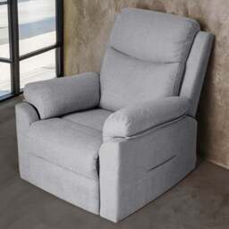 Living and Home Grey Chenille Push Back Recliner Armchair with Footrest - Size: 102 x 75 x 150cm - Wilko - thumbnail 1
