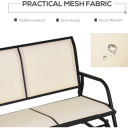 Outsunny 2 Seater Beige Steel Gliding Garden Bench - Cream - Wilko - thumbnail 6