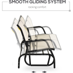 Outsunny 2 Seater Beige Steel Gliding Garden Bench - Cream - Wilko - thumbnail 5