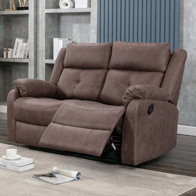 Brooklyn Casey 2 Seater Manual Recliner Sofa - Brown - Wilko - image 1