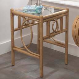 Desser Furniture Madrid Light Oak Natural Rattan Lamp Table - Size: 59.0 cm x 41.0 cm x 41.0 cmcm - Brown - Wilko