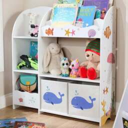 Home Source Anya 2 Fabric Drawer 7 Shelf Multicolour Sealife Animal Kids Toy Organiser - Size: 100 x 93 x 29.8cm - White - Wilko - thumbnail 1