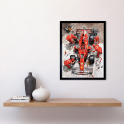 Artery8 Grand Prix Race Car Wheel Change Aerial Shot Framed Wall Art Print 30 x 41cm - Size: 43.3 x 33.3 x 1.5cm - Red - Wilko - thumbnail 3