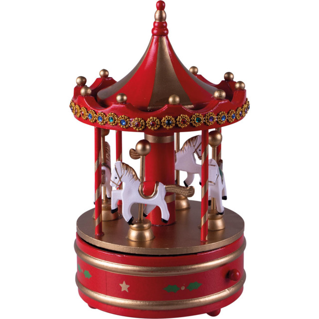 St Helens Red Xmas Carousel Music Box - Size: 230 x 140 x 140cm - Wilko - image 1