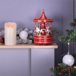 St Helens Red Xmas Carousel Music Box - Size: 230 x 140 x 140cm - Wilko - thumbnail 5