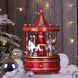 St Helens Red Xmas Carousel Music Box - Size: 230 x 140 x 140cm - Wilko - thumbnail 3