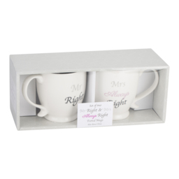Set of 2 Mr & Mrs Right New Bone China Footed Mugs - Wilko - thumbnail 3