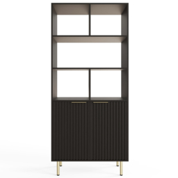 GFW Nervata 2 Door 5 Shelf Black and Gold Ribbed Tall Shelving Unit - Wilko - thumbnail 4