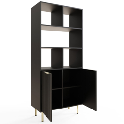 GFW Nervata 2 Door 5 Shelf Black and Gold Ribbed Tall Shelving Unit - Wilko - thumbnail 5