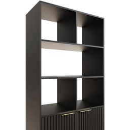 GFW Nervata 2 Door 5 Shelf Black and Gold Ribbed Tall Shelving Unit - Wilko - thumbnail 7