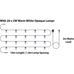 Eagle Connect Festoon 20 Warm White Opaque Lamps LED String Light 10m - Size: 51 x 40 x 9cm - BLACK - Wilko - thumbnail 6