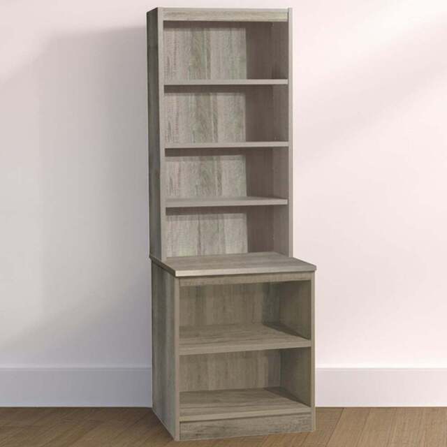 R White Cabinets 6 Shelf Grey Desk Height Bookcase with Hutch - Size: 182.8 x 60 x 54cm - Wilko - image 1