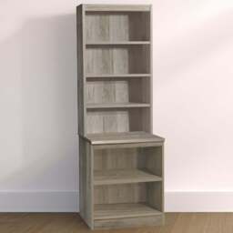 R White Cabinets 6 Shelf Grey Desk Height Bookcase with Hutch - Size: 182.8 x 60 x 54cm - Wilko - thumbnail 1
