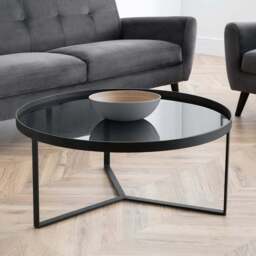 Julian Bowen Smoked Glass Loft Coffee Table - Size: 90 x 90 x 40cm - Black - Wilko