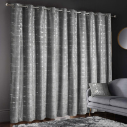 Intimates Warwick Silver Metallic Velvet Eyelet Curtains 168 x 183cm - Size: W 168 x D 183cm - Wilko - thumbnail 3
