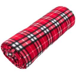 Velosso Red Checkered Polar Fleece Blanket 152 x 127cm - Size: 127 x 152 x 1cm - Wilko