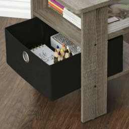 Walplus Andrey Single Drawer Single Shelf French Oak Grey and Black End Table - Size: 39.37 x 44.45 x 39.37cm - Wilko - thumbnail 5