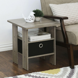 Walplus Andrey Single Drawer Single Shelf French Oak Grey and Black End Table - Size: 39.37 x 44.45 x 39.37cm - Wilko - thumbnail 6