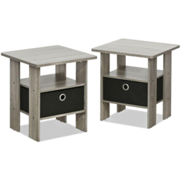 Walplus Andrey Single Drawer Single Shelf French Oak Grey and Black End Table - Size: 39.37 x 44.45 x 39.37cm - Wilko - thumbnail 3