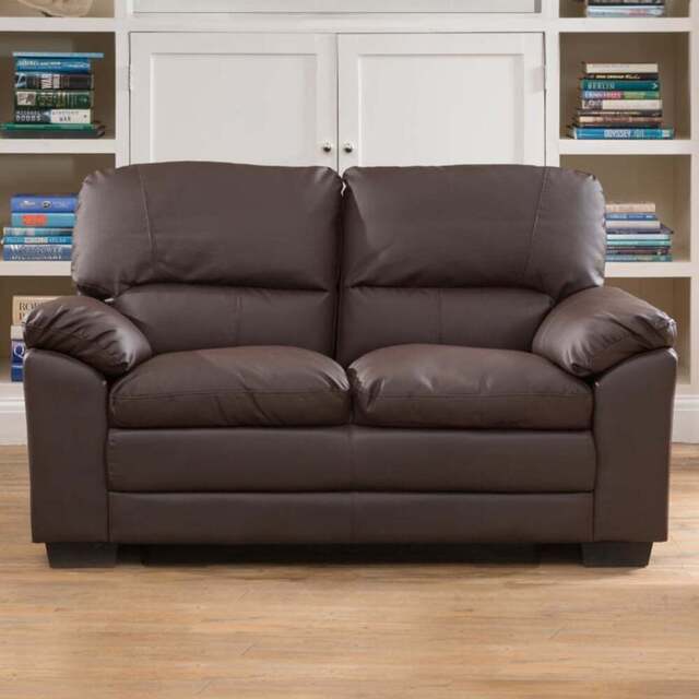 Genoa 2 Seater Brown Bonded Leather Sofa - Artemis Home - Wilko - image 1