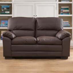Genoa 2 Seater Brown Bonded Leather Sofa - Artemis Home - Wilko