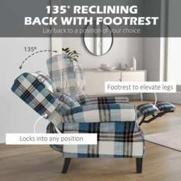 Portland Blue Wingback Reclining Chair - Size: Single - Wilko - thumbnail 5
