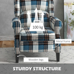 Portland Blue Wingback Reclining Chair - Size: Single - Wilko - thumbnail 7