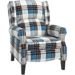 Portland Blue Wingback Reclining Chair - Size: Single - Wilko - thumbnail 3