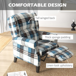 Portland Blue Wingback Reclining Chair - Size: Single - Wilko - thumbnail 6