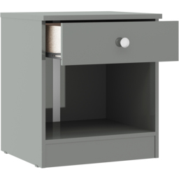 Seconique Denver Single Drawer Grey Gloss Bedside Table - Wilko - thumbnail 5