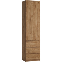 Florence Fribo Single Door 3 Drawer Golden Ribbeck Oak Tall Narrow Wardrobe - Size: Single Door, 3 Drawer - Brown - Wilko - thumbnail 3