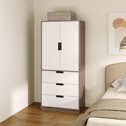 Portland 2 Door 3 Drawer Brown Wardrobe with Hanging Rod - Size: 2 Door, 3 Drawer - Wilko - thumbnail 5