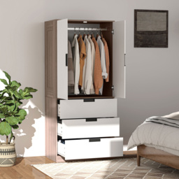 Portland 2 Door 3 Drawer Brown Wardrobe with Hanging Rod - Size: 2 Door, 3 Drawer - Wilko - thumbnail 6