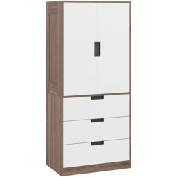 Portland 2 Door 3 Drawer Brown Wardrobe with Hanging Rod - Size: 2 Door, 3 Drawer - Wilko - thumbnail 3