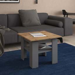 Shefa Line Element 550 Single Shelf Oak and Graphite Coffee Table - Size: 43 x 55 x 55cm - Grey - Oak - Wilko - thumbnail 4