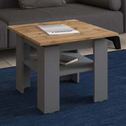 Shefa Line Element 550 Single Shelf Oak and Graphite Coffee Table - Size: 43 x 55 x 55cm - Grey - Oak - Wilko