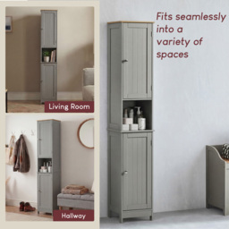 Bath Vida 2 Door Grey Tall Floor Cabinet - Size: 170 x 32 x 30cm - Wilko - thumbnail 5