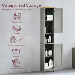 Bath Vida 2 Door Grey Tall Floor Cabinet - Size: 170 x 32 x 30cm - Wilko - thumbnail 6