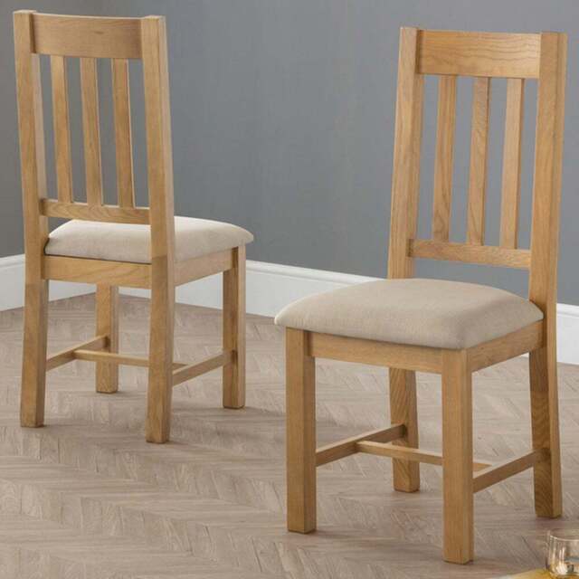 Julian Bowen Hereford Set of 2 Taupe and Oak Dining Chair - Wood - Wilko - image 1