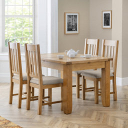 Julian Bowen Hereford Set of 2 Taupe and Oak Dining Chair - Wood - Wilko - thumbnail 6