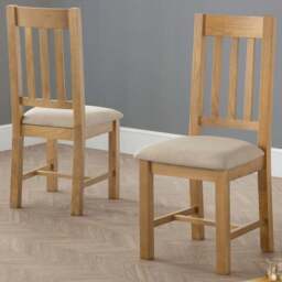 Julian Bowen Hereford Set of 2 Taupe and Oak Dining Chair - Wood - Wilko
