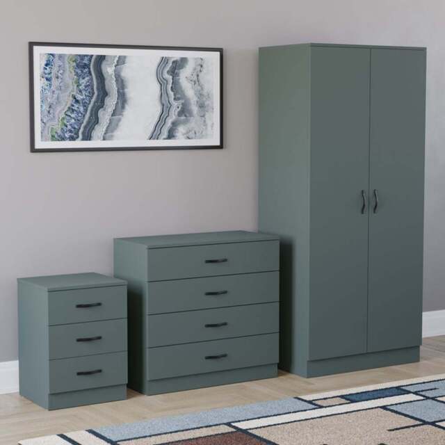 Vida Designs Riano Green 3 Piece Bedroom Furniture Set - Jasper Green - Wilko - image 1