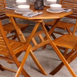 Charles Bentley Acacia 4 Seater Octagonal Foldable Table - Cream - Wilko - thumbnail 1