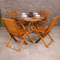 Charles Bentley Acacia 4 Seater Octagonal Foldable Table - Cream - Wilko - thumbnail 7