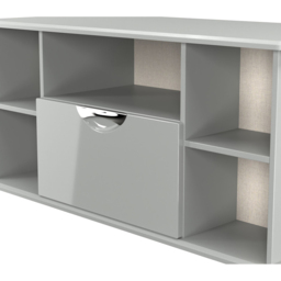 Crowndale Camden Single Drawer 5 Shelf Grey Gloss and Dusk Grey Corner TV Unit Ready Assembled - Size: 51 x 112 x 54cm - Grey Gloss & Dusk Grey - Wilk - thumbnail 6