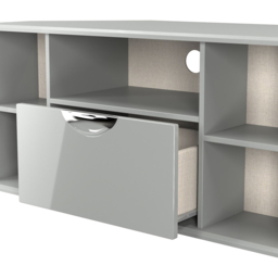 Crowndale Camden Single Drawer 5 Shelf Grey Gloss and Dusk Grey Corner TV Unit Ready Assembled - Size: 51 x 112 x 54cm - Grey Gloss & Dusk Grey - Wilk - thumbnail 7